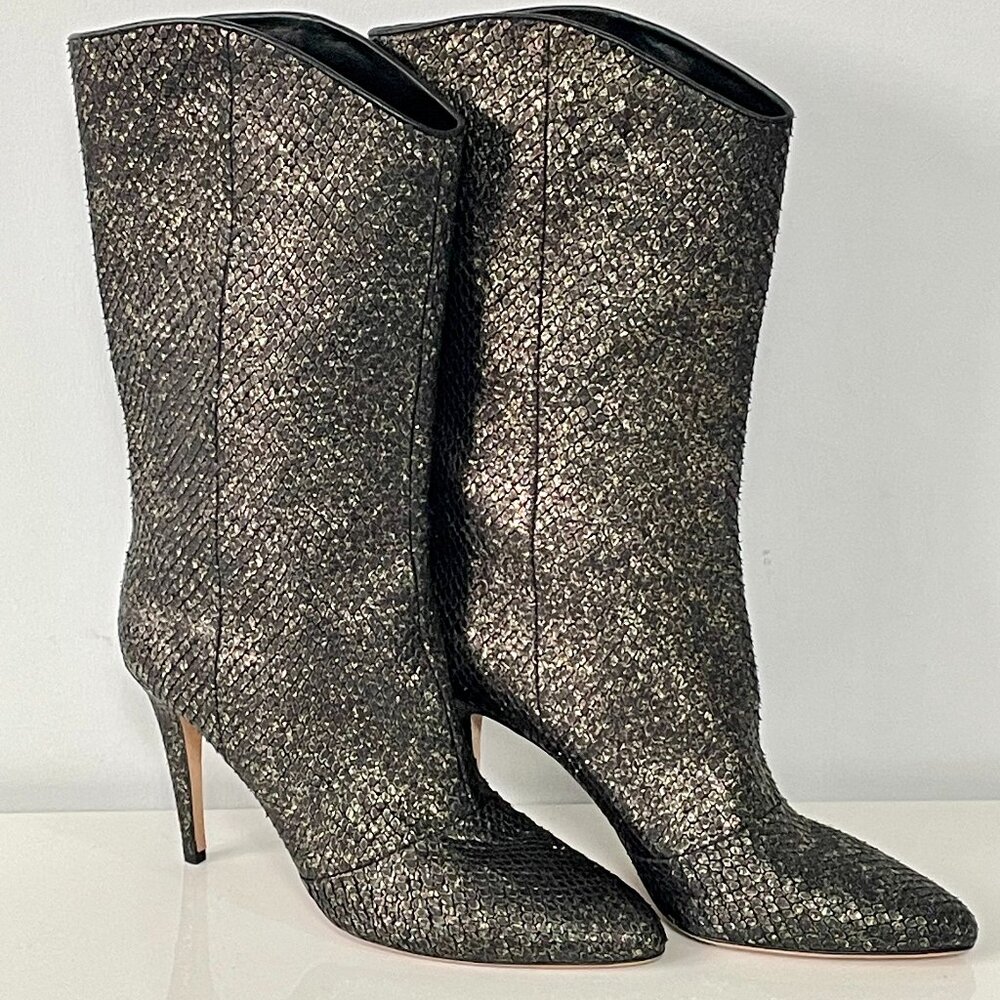 NWOT - Cavallini All Leather High Heel Boots in Reptile Print - Made in Italy